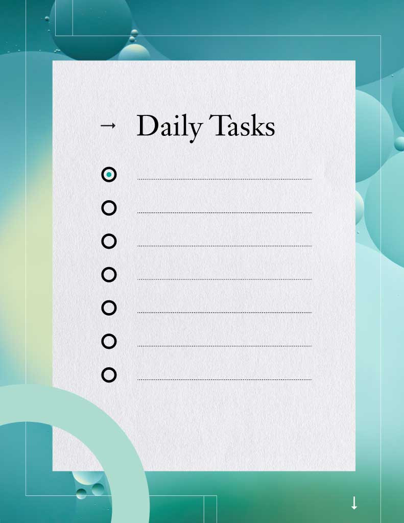 Template Elegant Teal and White Task Planner Post