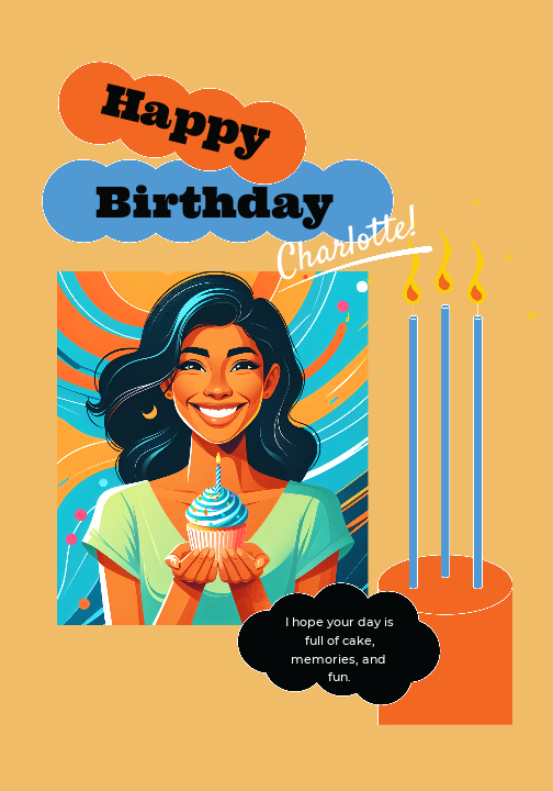 Joyful Blue and Orange Birthday Poster Design