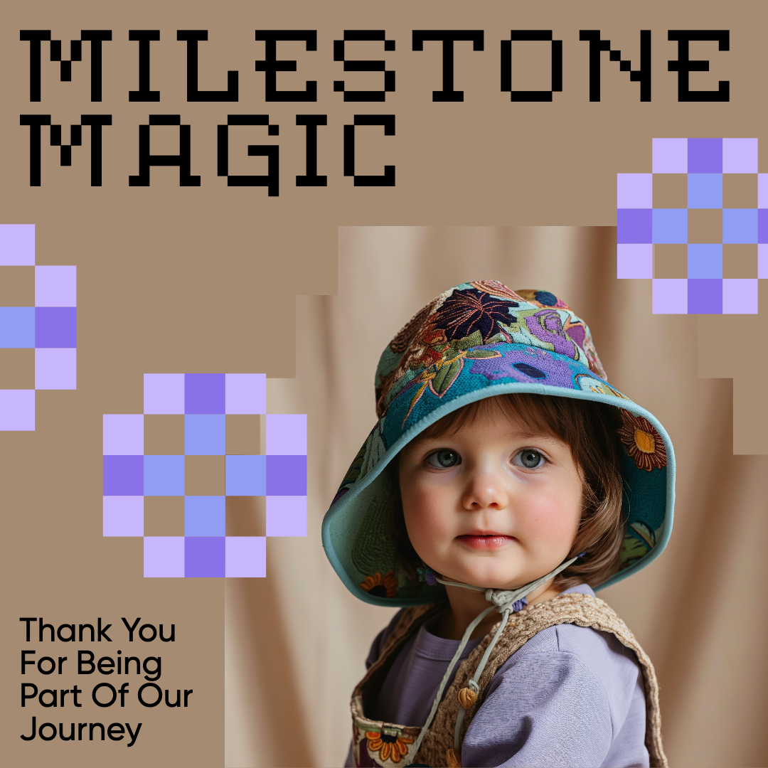 Milestone Magic Blue Pink Instagram Post Design