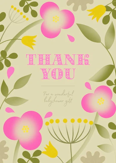 Template Cheerful Floral Thank You Card Design Template