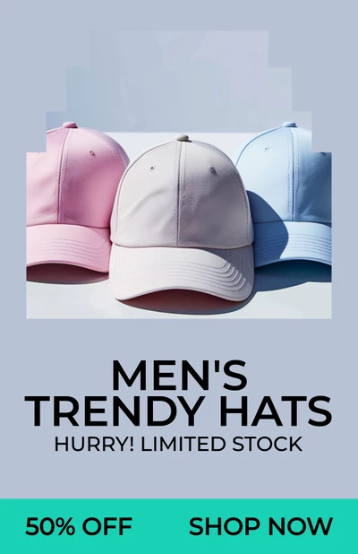 Men's Stylish Hats Sale Blue Pink Poster