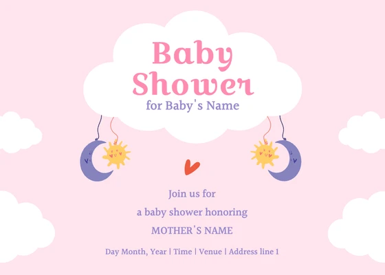 Charming Pink Baby Shower Invitation Postcard