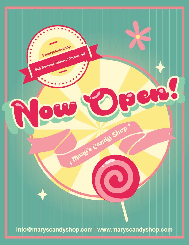 Template Sweet Beginnings Candy Shop Opening Poster