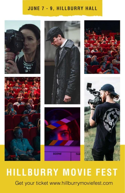 Template Captivating Yellow and Black Movie Fest Poster