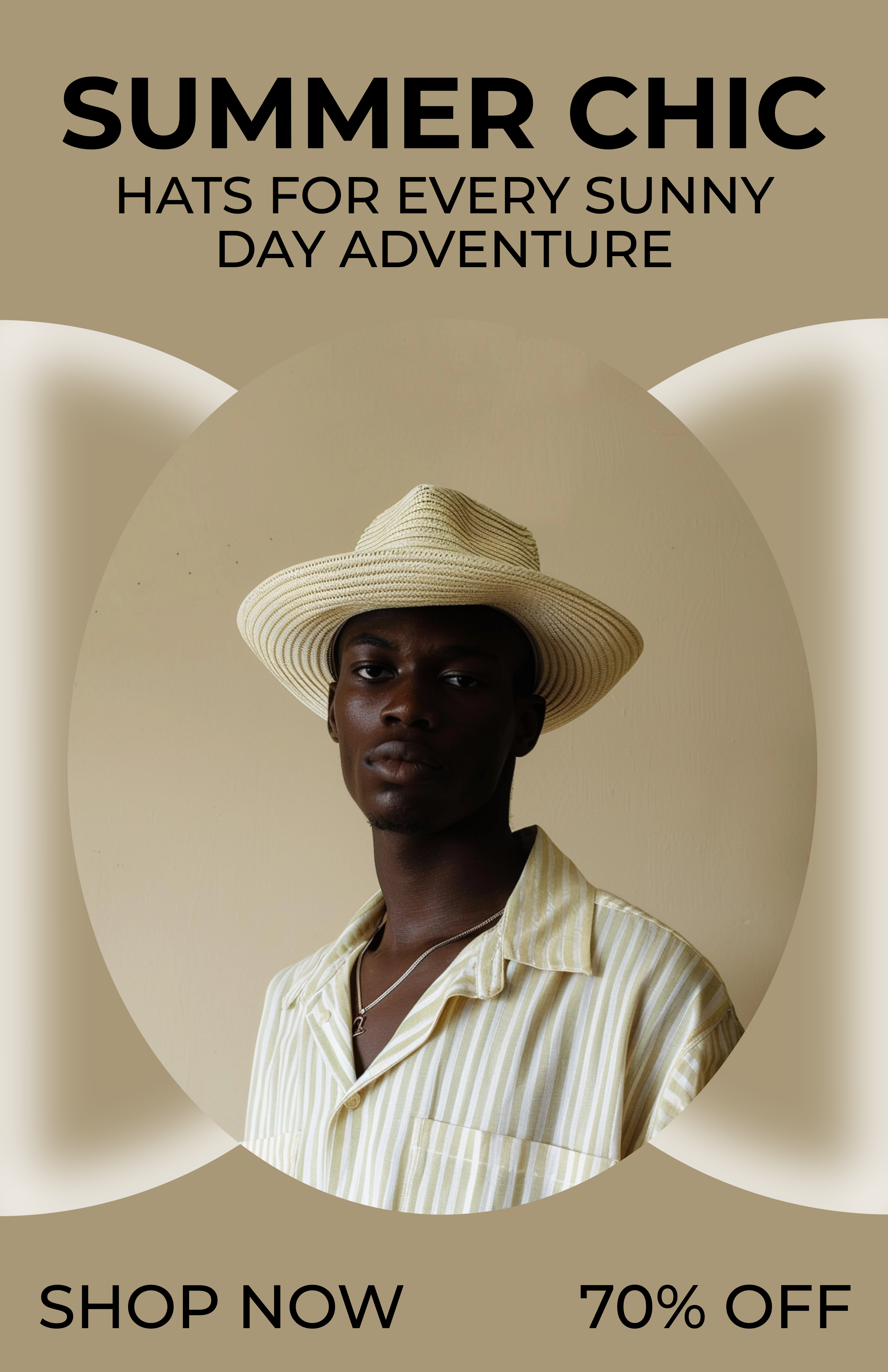 Template Charming Beige Summer Chic Hat Poster