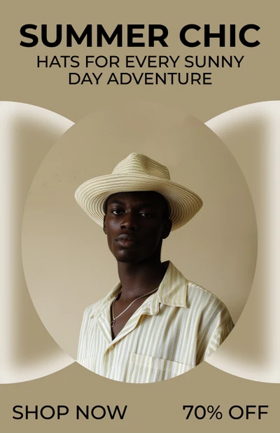 Template Charming Beige Summer Chic Hat Poster
