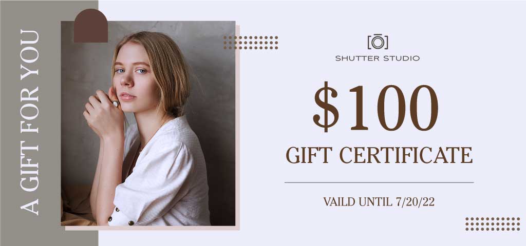 Elegant Taupe Photography Voucher Design