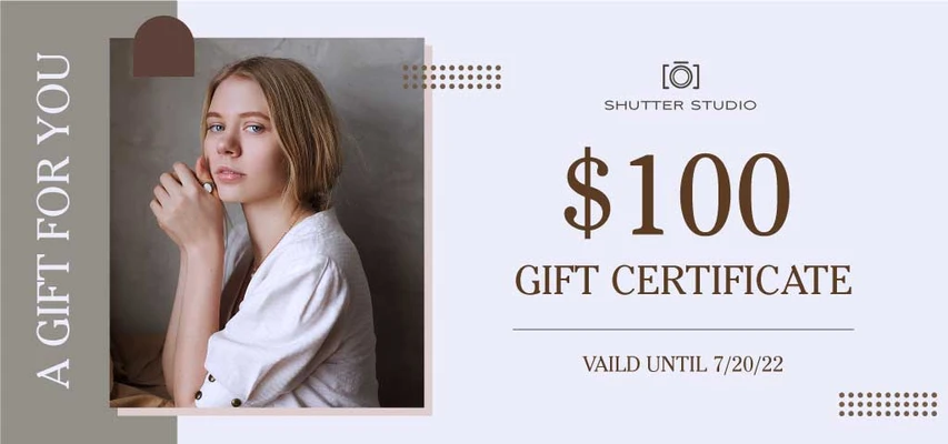 Template Elegant Taupe Photography Voucher Design