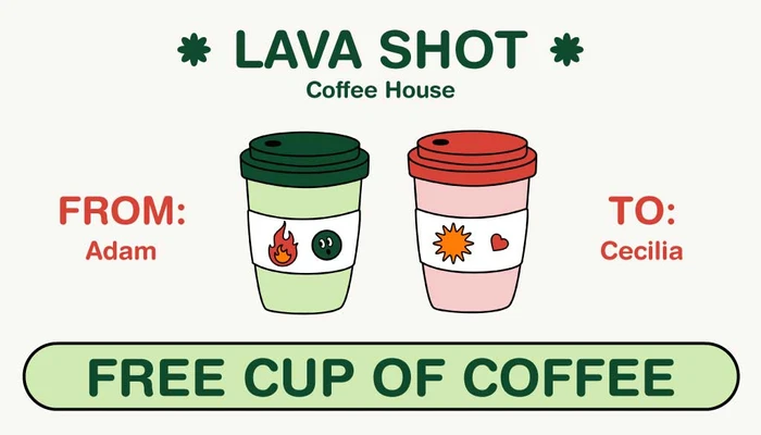 Template Green and Pink Coffee Voucher Design