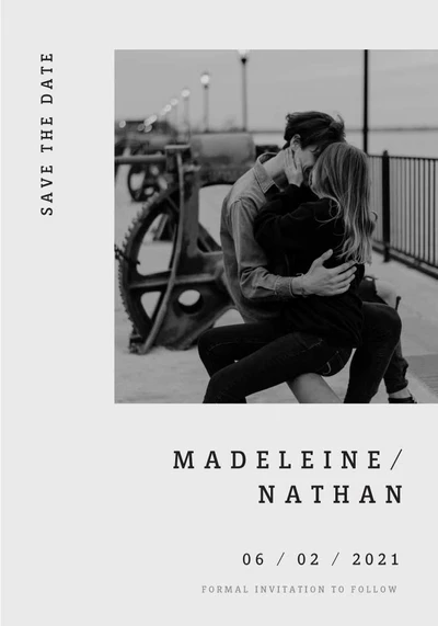 Template Elegant Black and White Save the Date Post