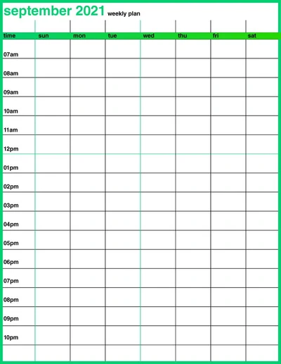 Template Sleek Green Weekly Plan Poster Template