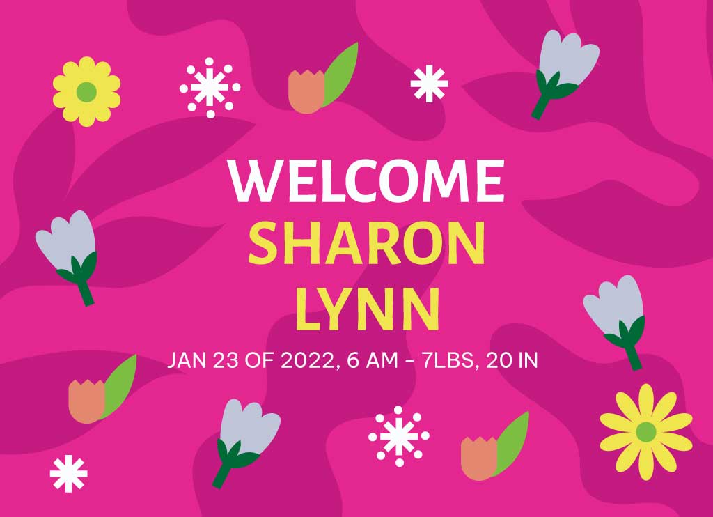 Cheerful Pink and Yellow Baby Welcome Poster