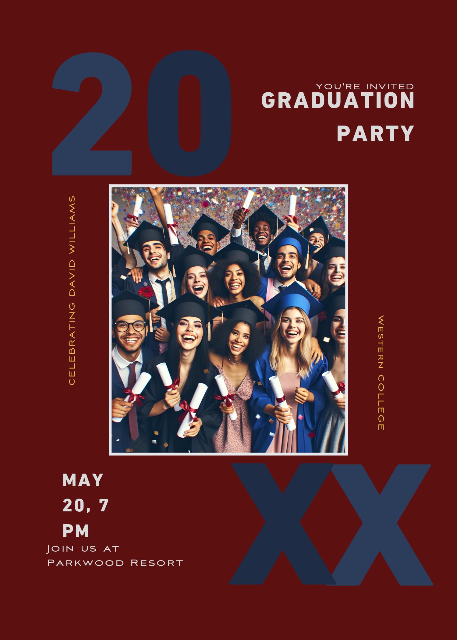 Navy Blue Chic Graduation Party Poster