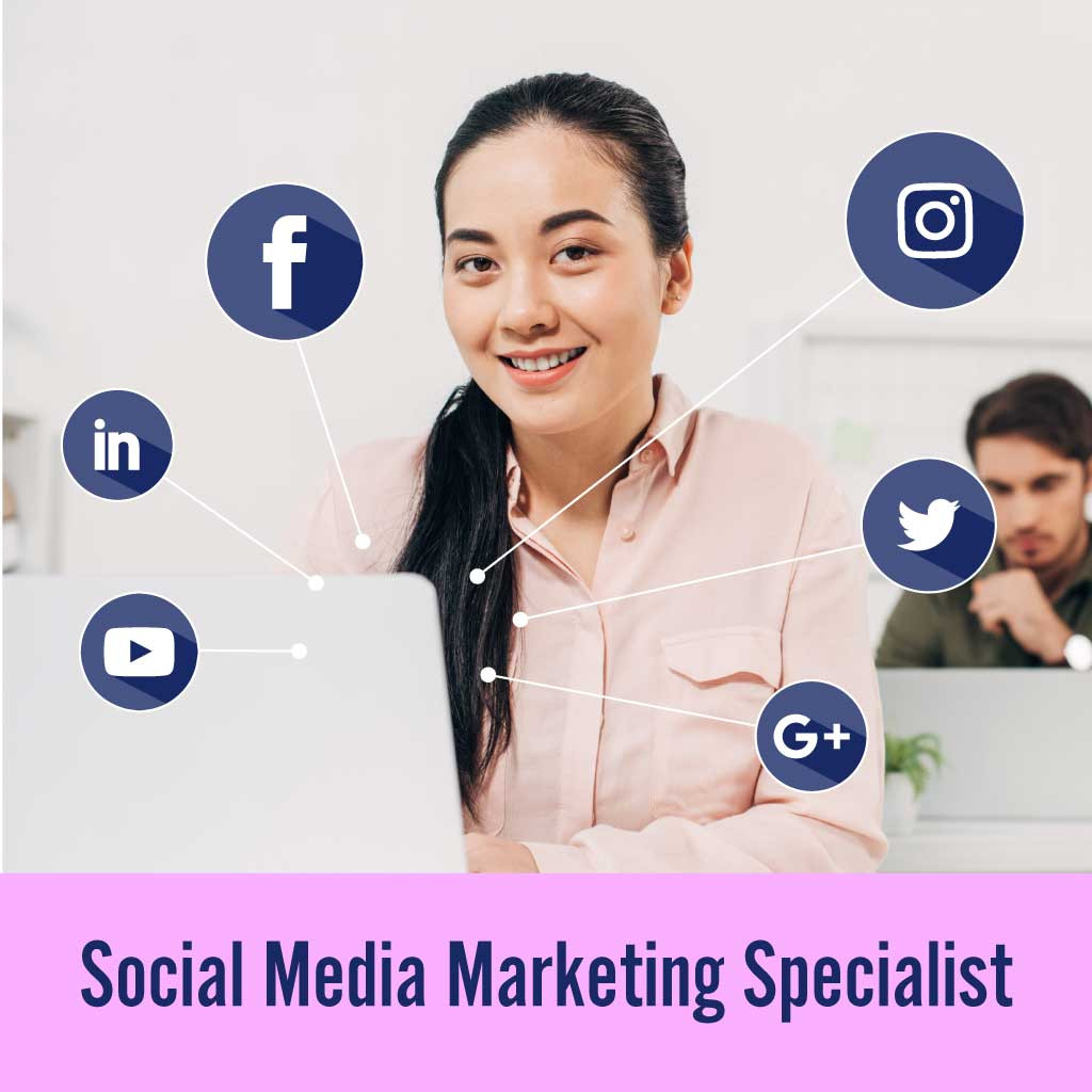 Template Engaging Social Media Specialist Poster Template in Pink