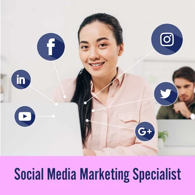 Template Engaging Social Media Specialist Poster Template in Pink