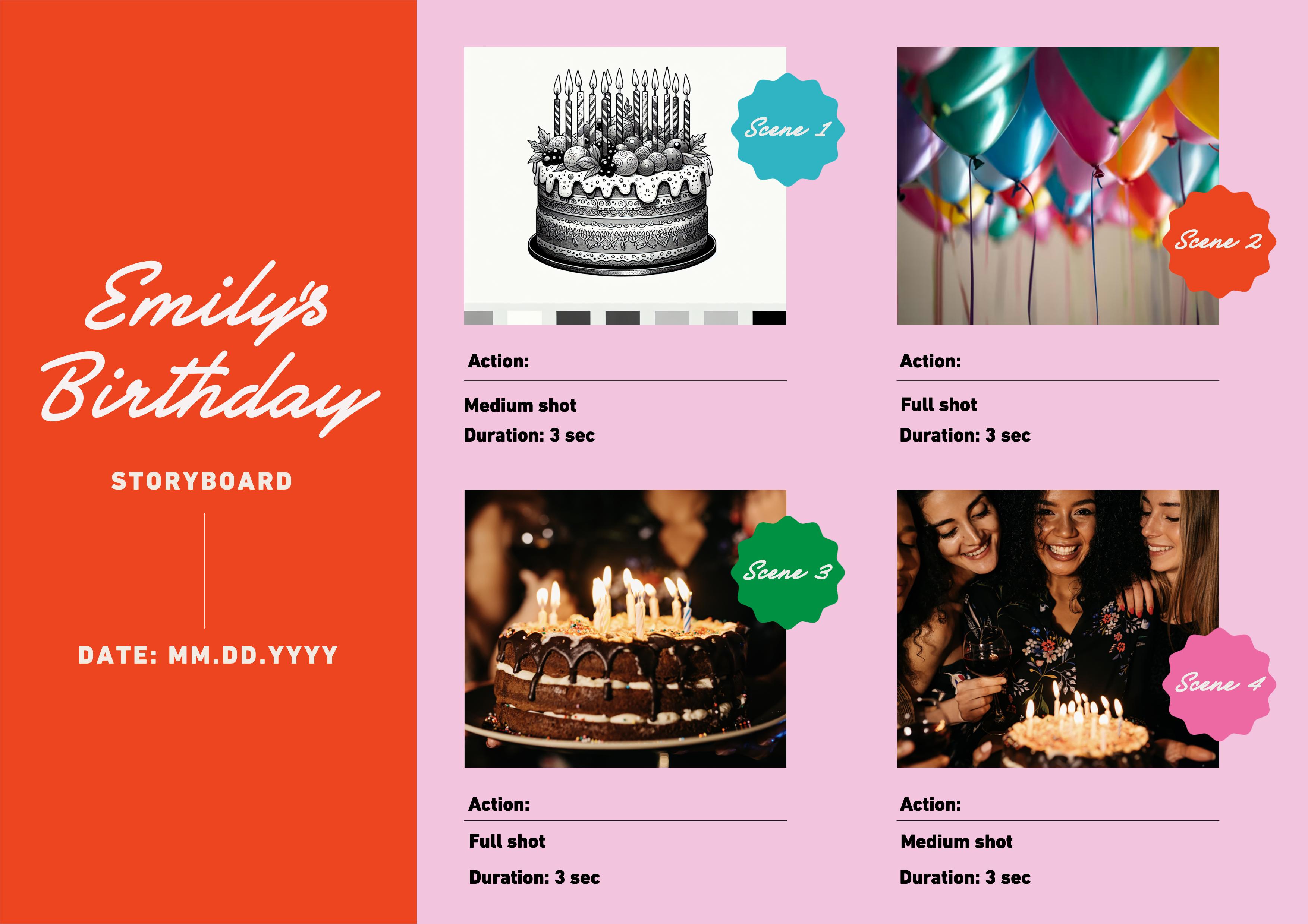 Colorful Birthday Party Storyboard Poster Design