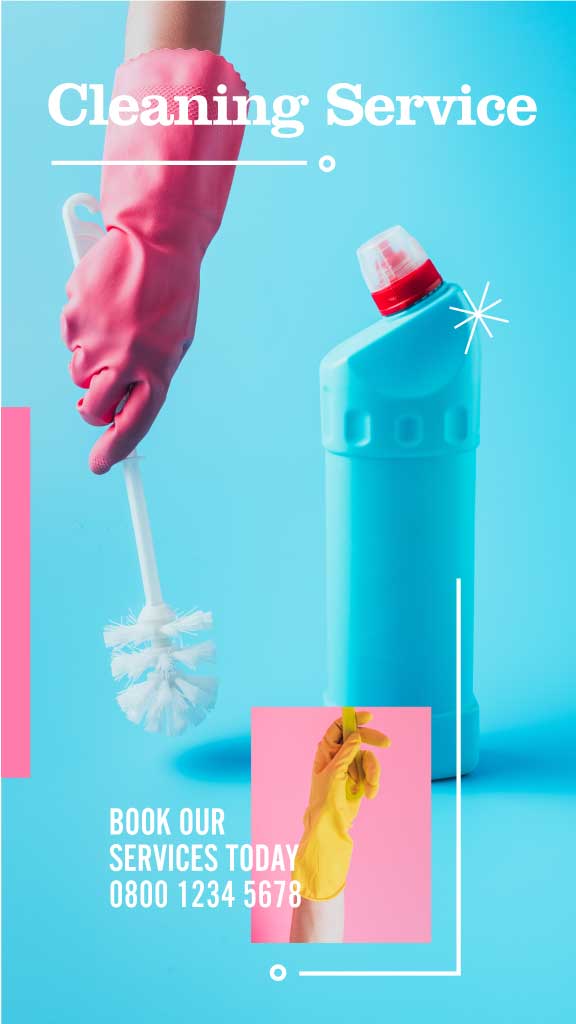 Sleek Blue Pink Cleaning Service Poster