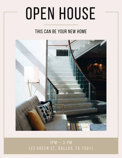 Template Elegant Beige Home Showcase Poster Design