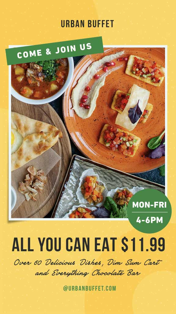 Template Inviting Mustard Yellow Urban Buffet Poster