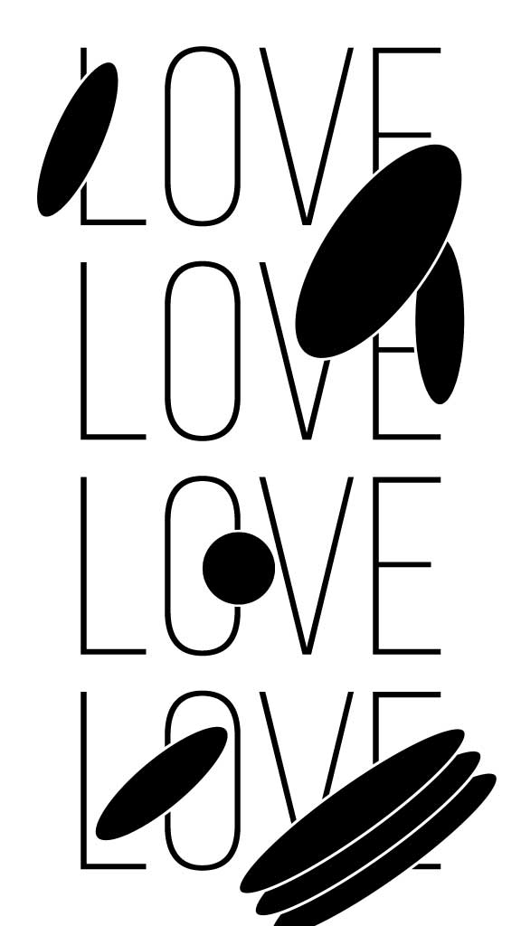 Template Modern Love Typography Black and White Poster