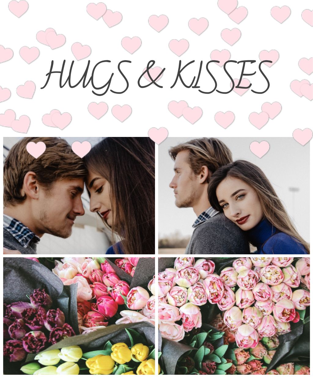 Romantic Hugs and Kisses Social Post Pink and Blue