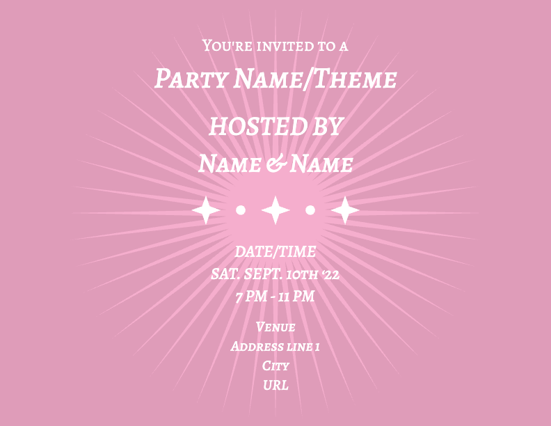 Pink Party Invitation Poster Template Design