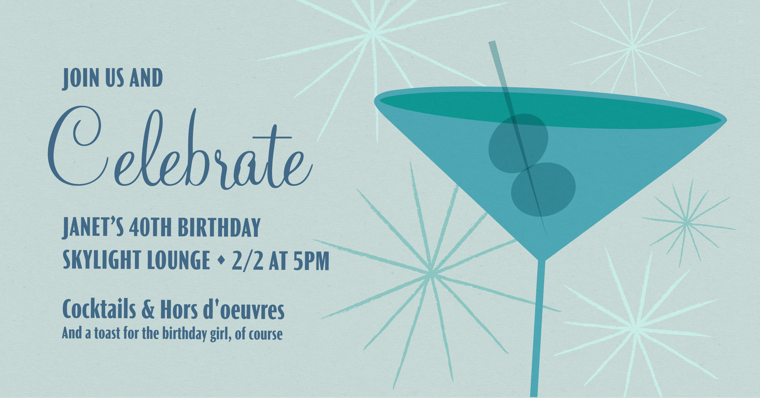 Chic Teal Birthday Celebration Invitation Poster