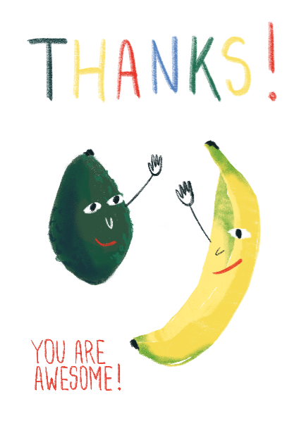 Cheerful Gratitude Avocado Banana Post Design