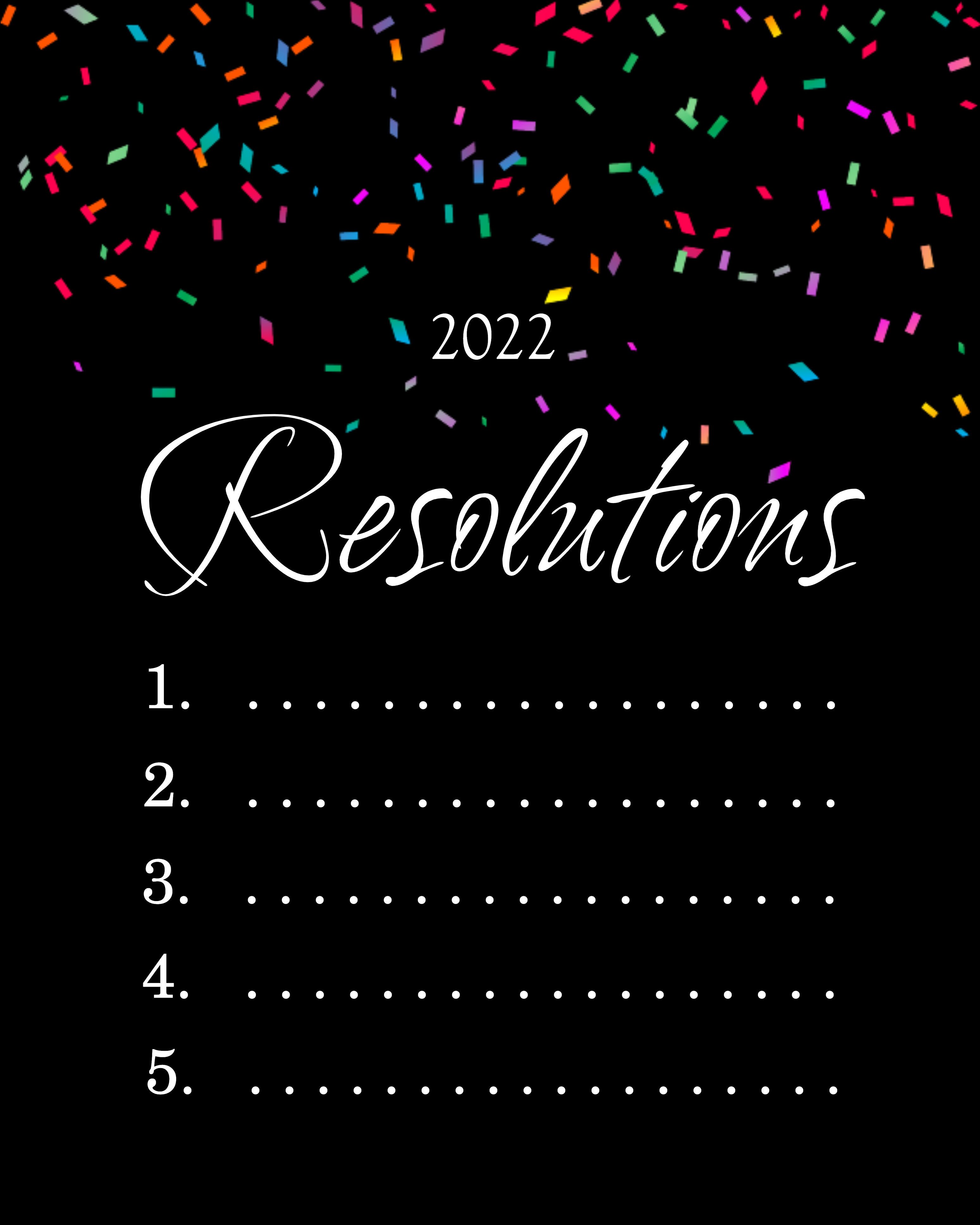 Colorful New Year Resolutions List Poster