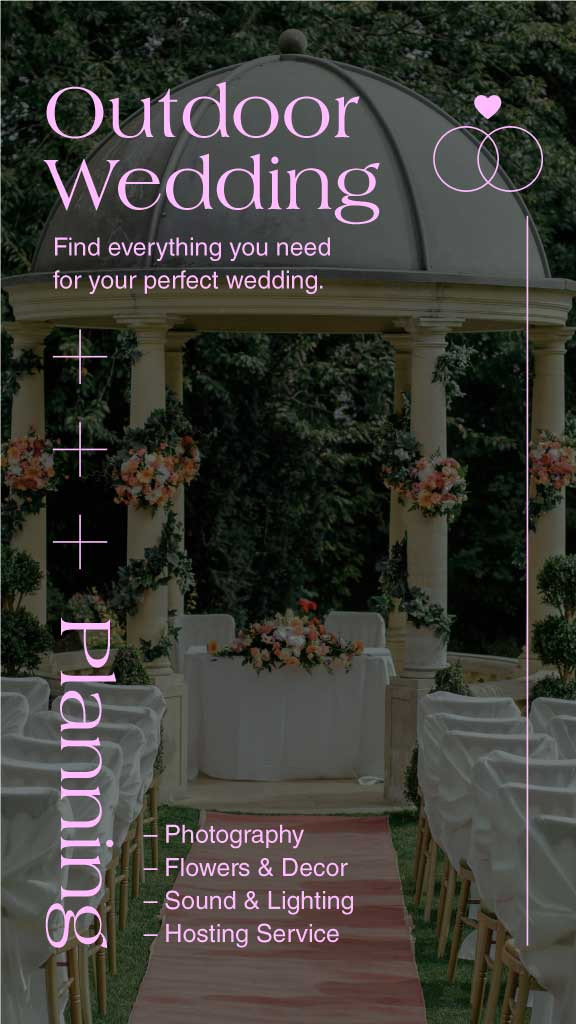 Template Elegant Outdoor Wedding Planner Poster in Pink and Green