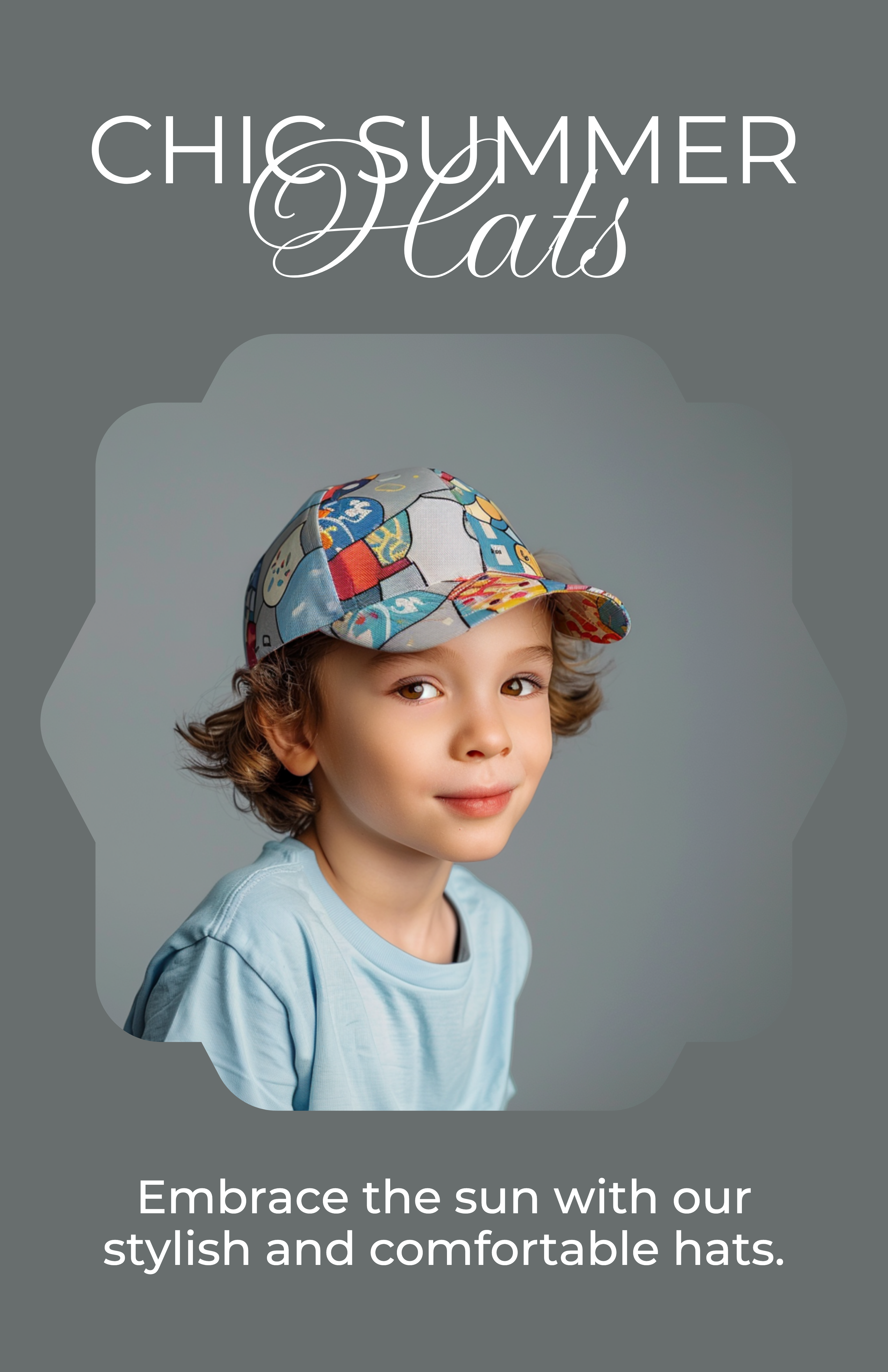 Template Stylish Gray Summer Hat Poster Design