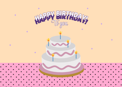 Cheerful Birthday Greeting Post Blue and Pink