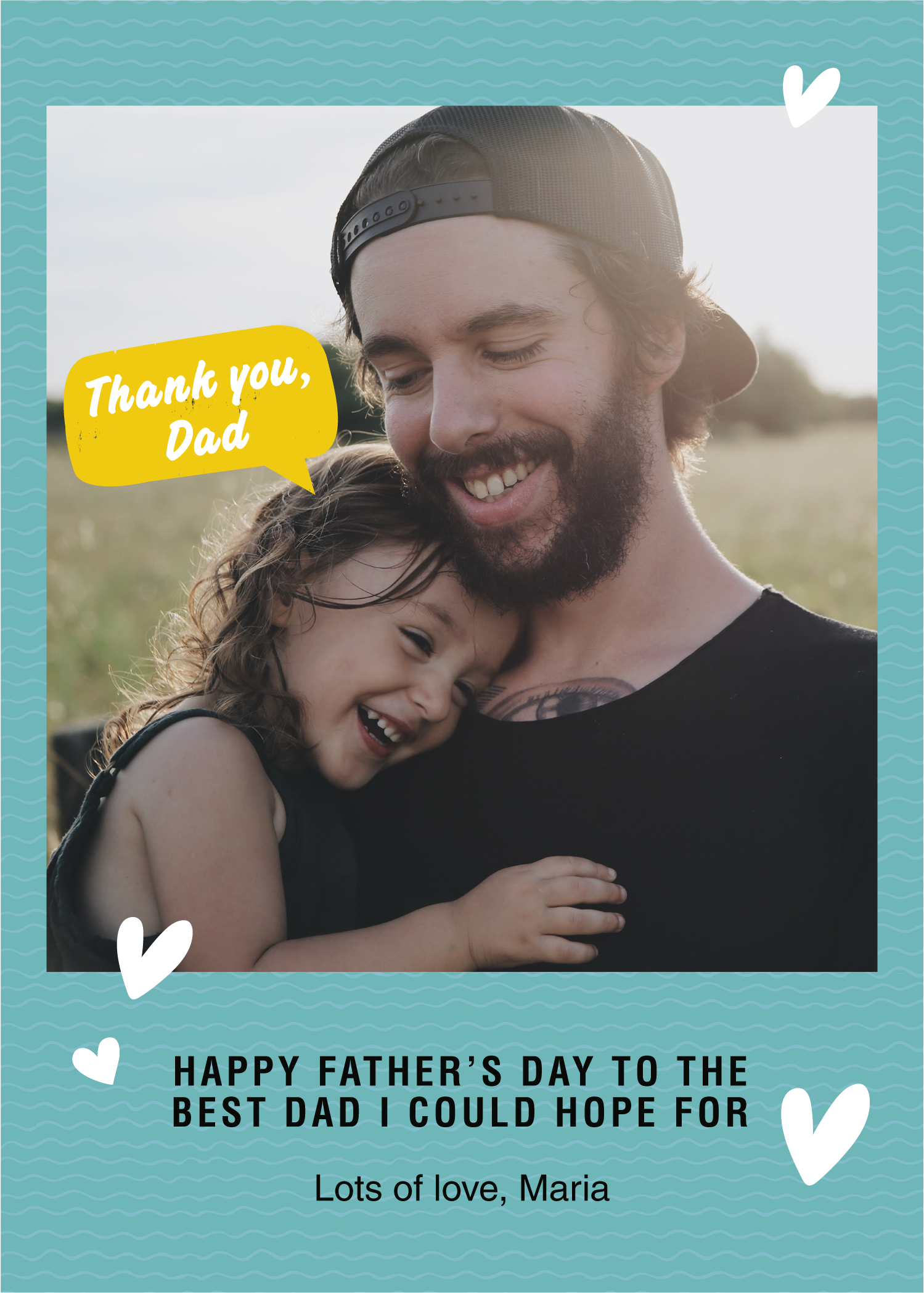 Template Heartwarming Father's Day Post Blue and Yellow