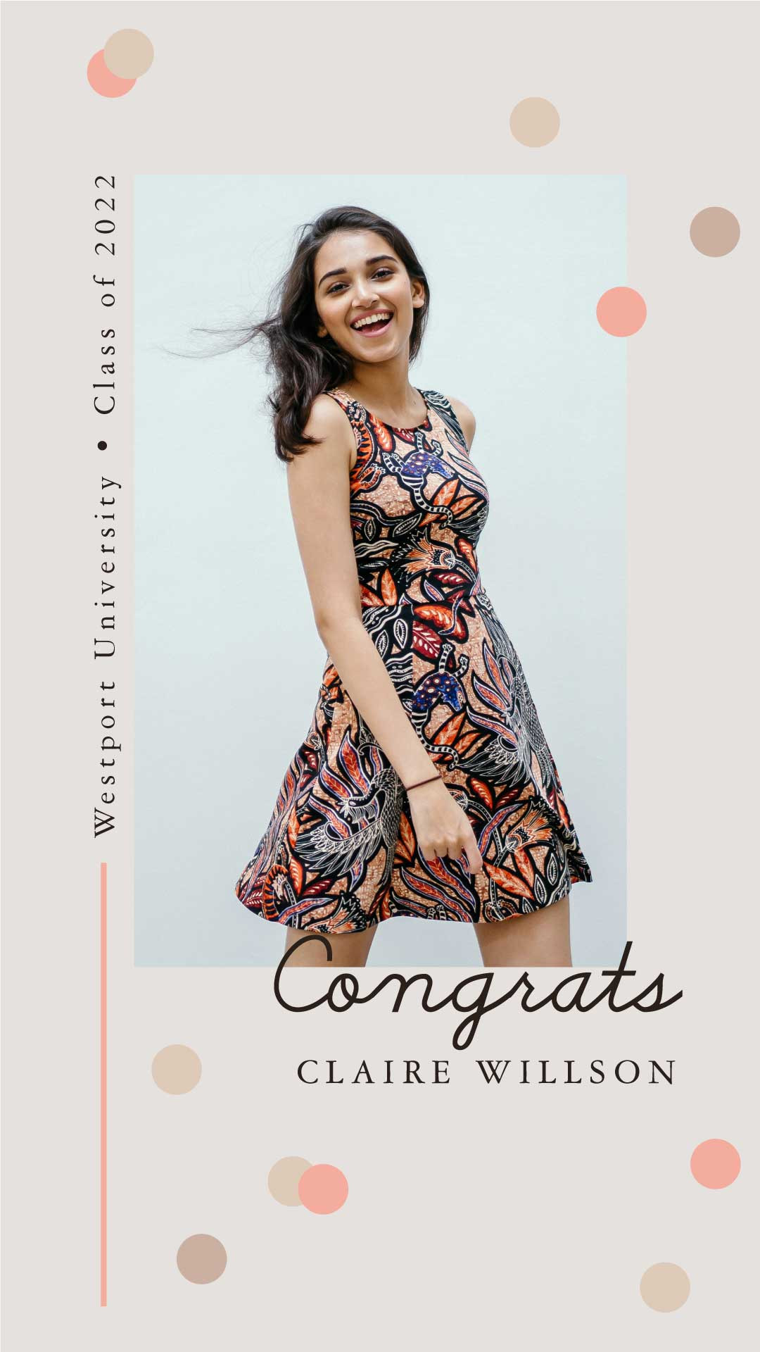 Template Elegant Graduation Celebration Poster Peach Tones