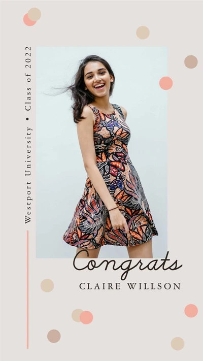 Template Elegant Graduation Celebration Poster Peach Tones