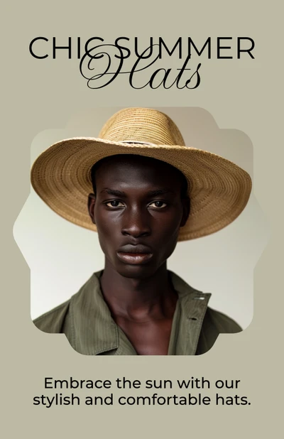 Template Chic Summer Hat Poster in Beige