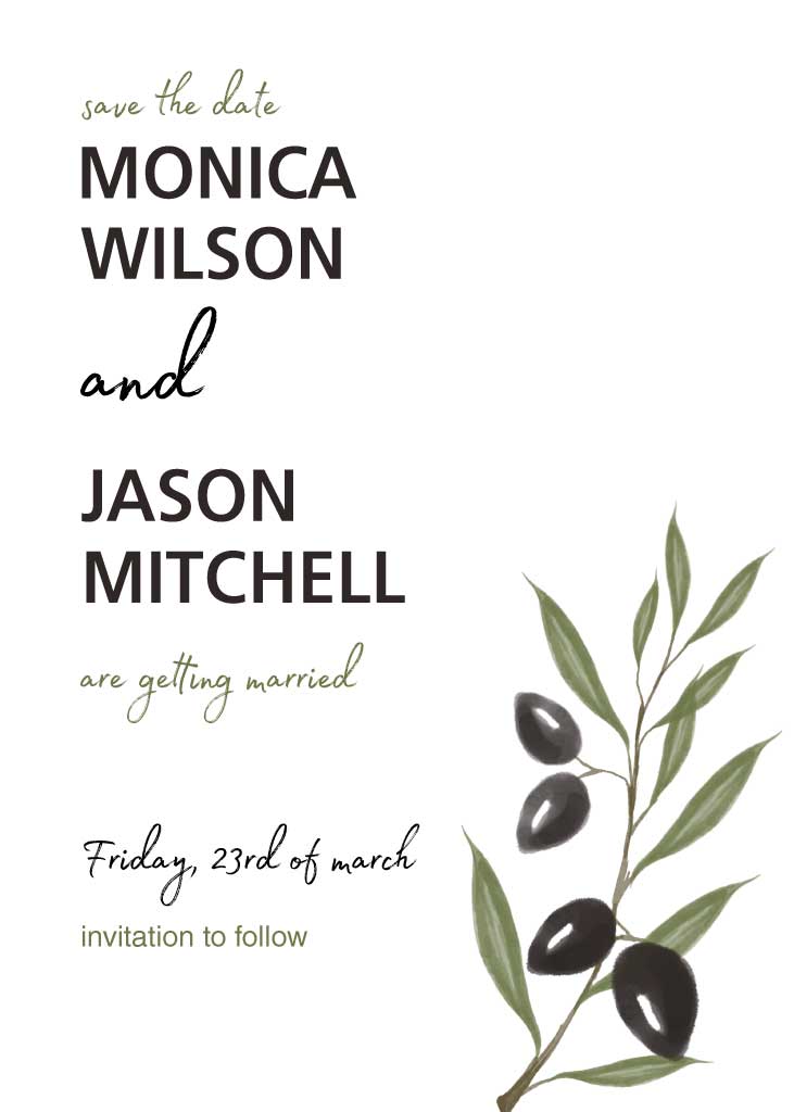 Elegant Olive Wedding Save the Date Poster