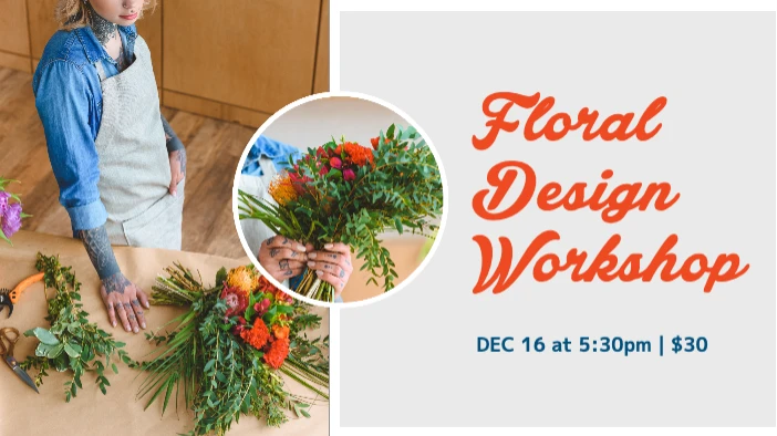 Template Creative Floral Workshop Poster in Orange and Blue