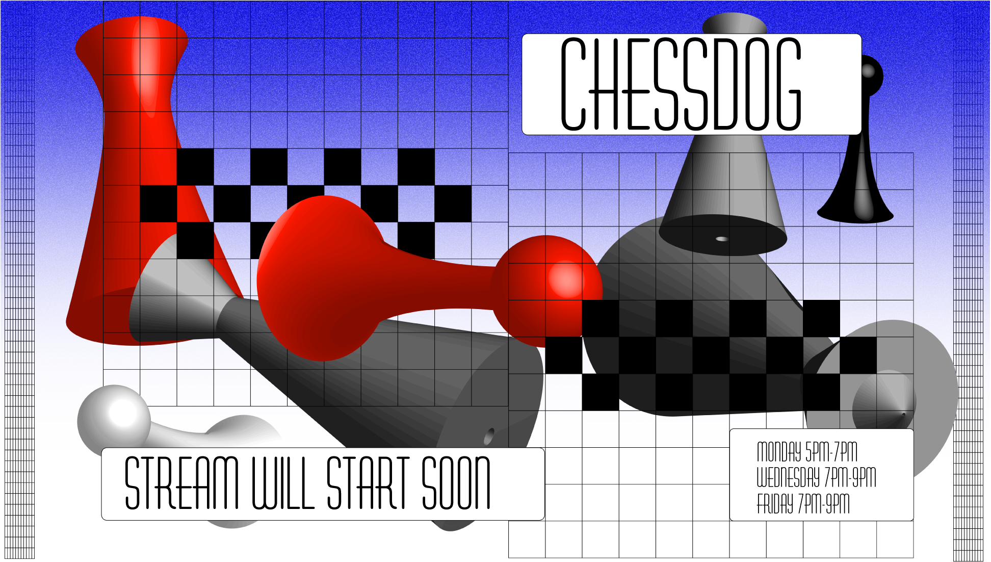 Template Blue and Red Chess Stream Overlay Post