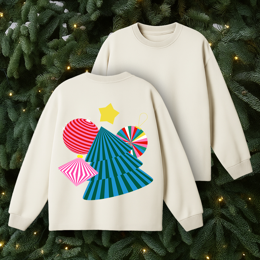 Template Playful Cream Long-Sleeve With Festive Ornaments