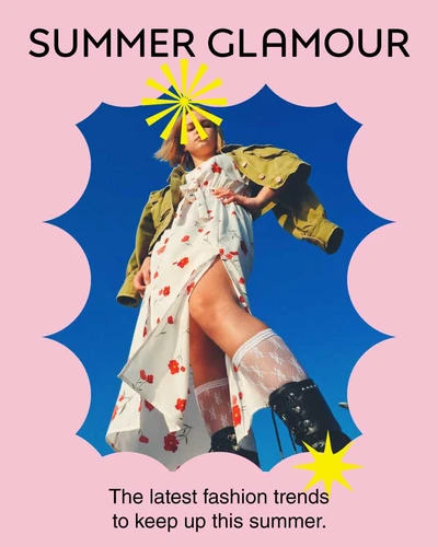 Template Chic Summer Style Poster in Pink and Blue