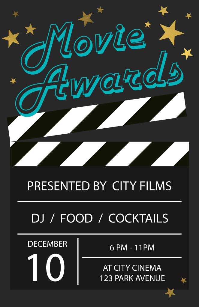 Stylish Teal and Black Movie Awards Poster