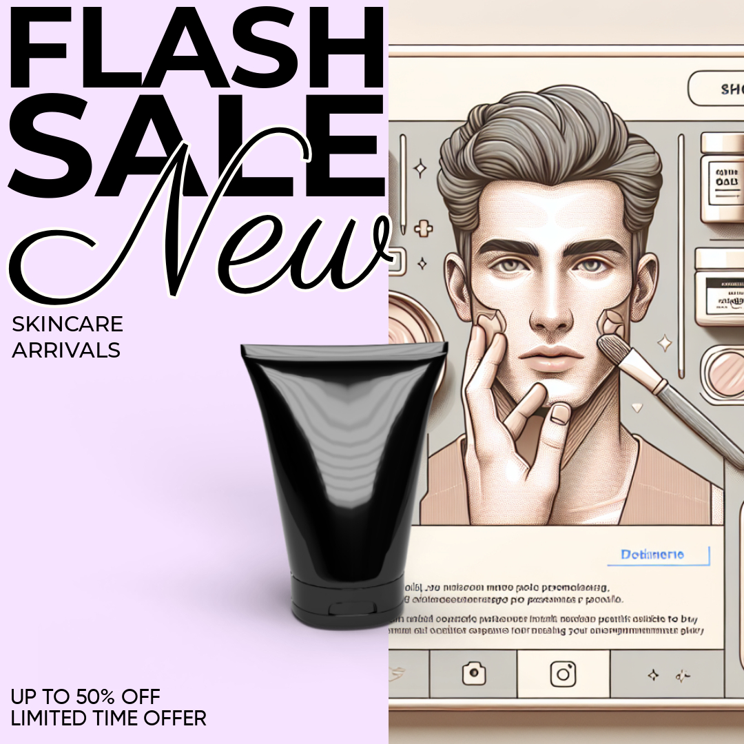 Skincare Flash Sale Ad Pink Black Highlights