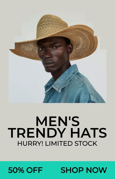 Stylish Men's Hats Sale Poster Sky Blue Touch