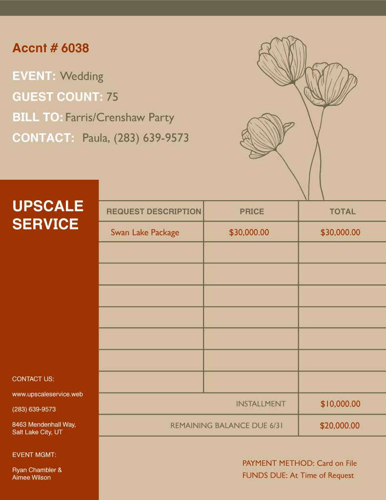 Template Elegant Terra Cotta Invoice Template Design