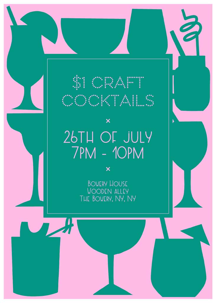 Chic Teal and Pink Cocktail Hour Poster