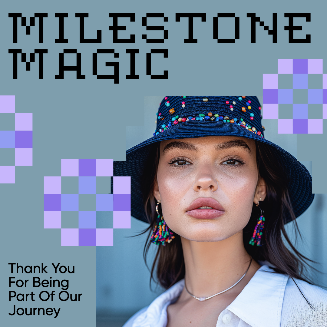 Chic Blue Instagram Post with Milestone Gratitude