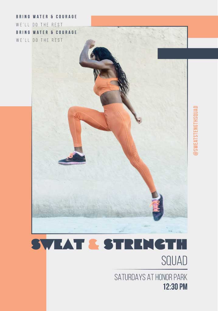 Template Energetic Orange Fitness Event Poster Design