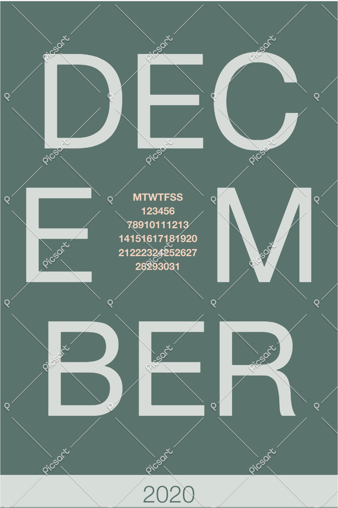 Chic December Calendar Poster in Grey Tones