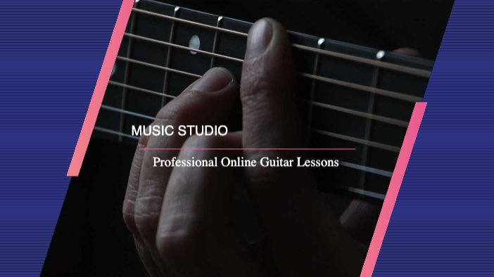 Sleek Blue Online Guitar Lessons Poster